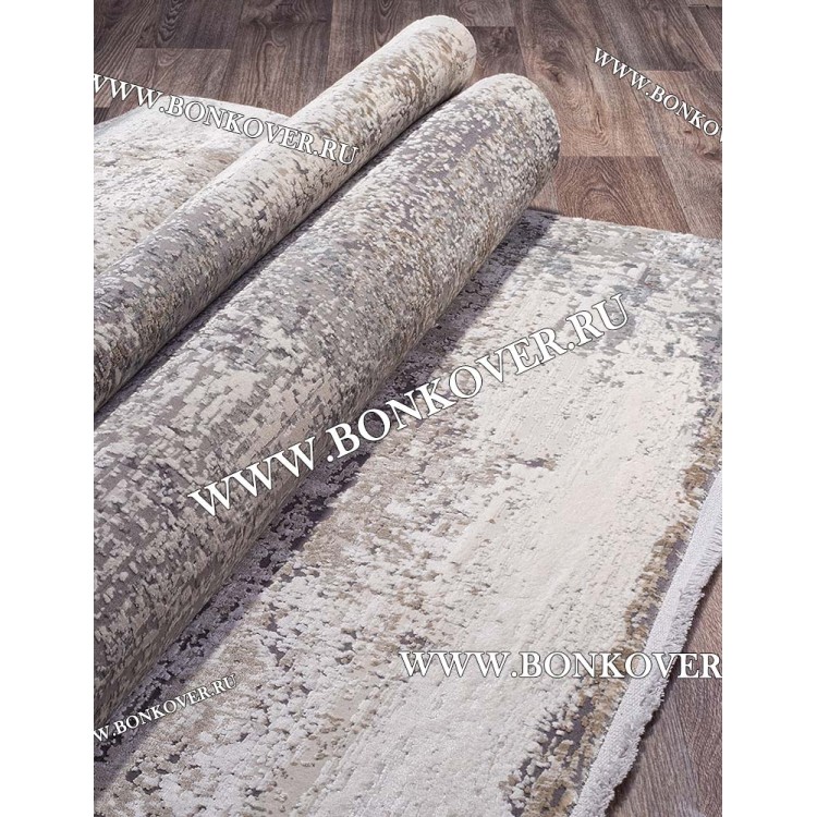 Премиальный Ковер из Артшелка Дизайн 25 Серо-Бежевый